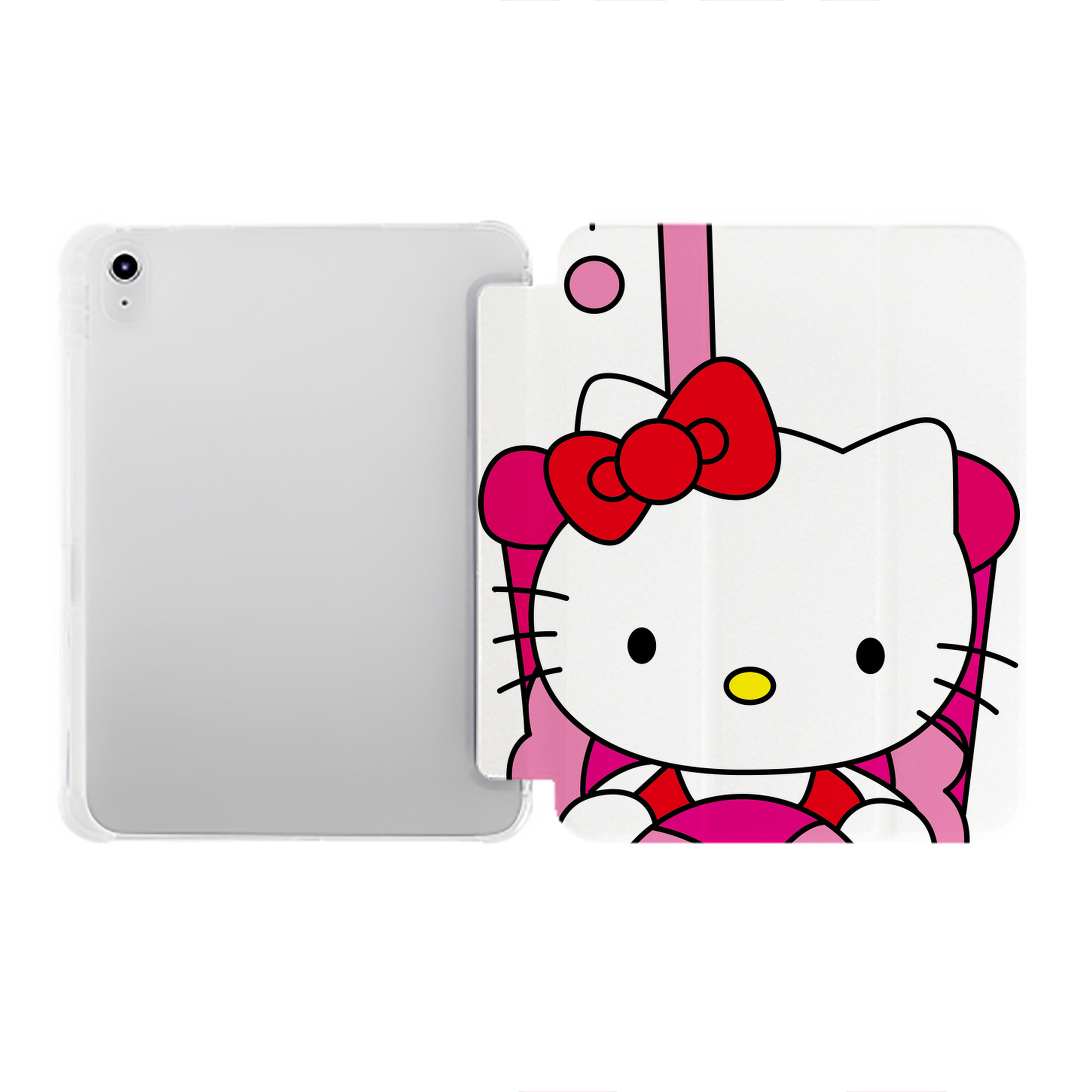 （画像用） Hello Kitty ハローキティ IPad ケース ペン収納付き 三つ折りスタンド PUレザー×シリコン 対応機種9.5/10.5/10.9インチ